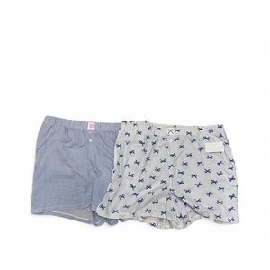 Jaclyn New York Cute Boxer Shorts Set XL Blue Gingham Bow Coquette Lounge Shorts
